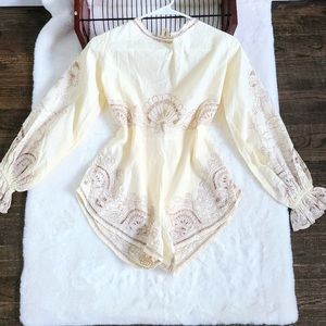NWT Free People Women's Size S Victorian Sleeve
Creme Eyelet Embroidery Romper